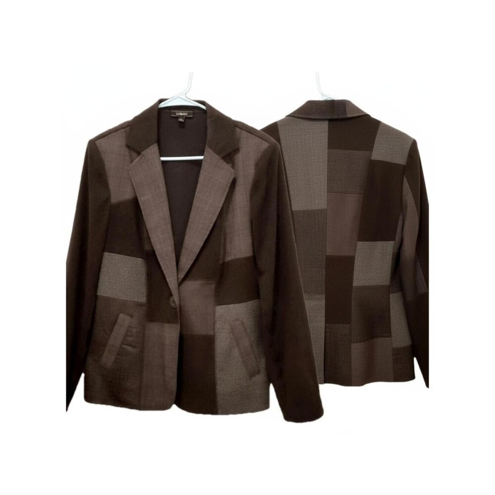 Blazer Patchwork Blazer Unique Design One Button Closure